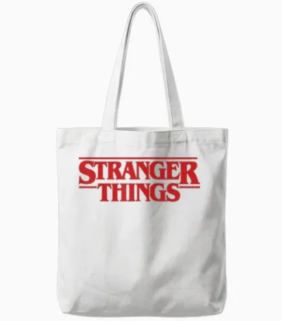 Netflix Stranger Things Simple Red Logo Tote Bags - White