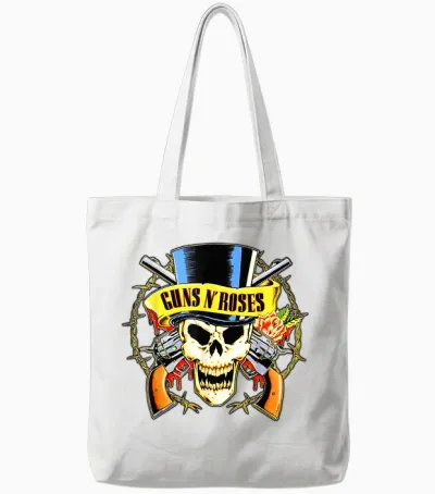 Guns N' Roses Official Top Hat Skull Tote Bags - White