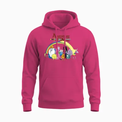 Adventure Time Classic Rainbow Unicorn Group Shot Unisex Hoodie - Heliconia