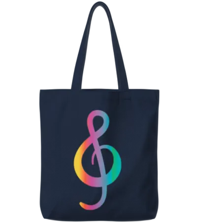 Music Note Tote Bags - Navy