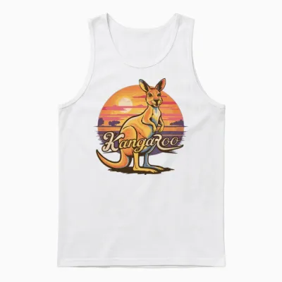Funny Kangaroo Retro Vintage Unisex Tank Top - White