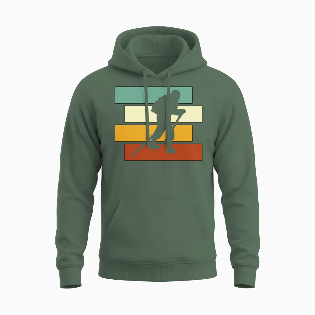 Hiking Retro & Outdoors Gift Unisex Hoodie in Military Green