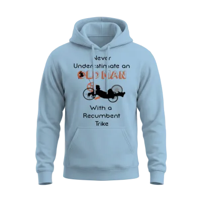 Old Man with a Recumbent Trike Unisex Hoodie - Light Blue