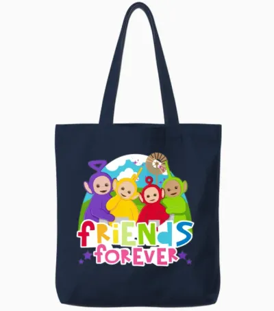 Teletubbies Friends Forever Cute Friendship Design Tote Bags - Navy