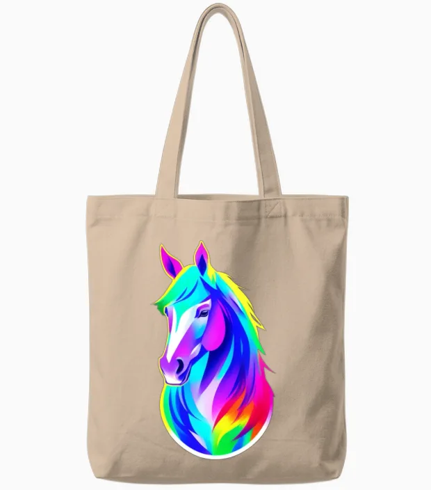 Horse Colorful - Lovers Tote Bags in Natural