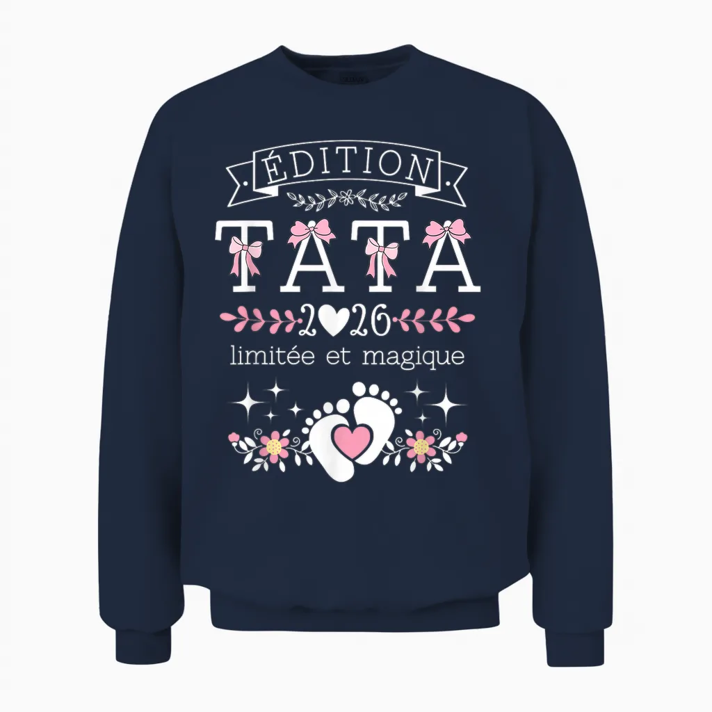Future Tata 2026 Gift Announcement Pregnancy Aunt 2026 Unisex Sweatshirt in Navy