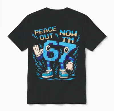 Birthday T-Shirt with German Text "ich War 6 Jetzt Bin Ich 7 Six Seven Brainrot Unisex T-Shirt - Black
