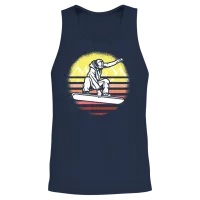 Snowboarding Retro Sunset Snowboarder Unisex Tank Top - Navy – 2