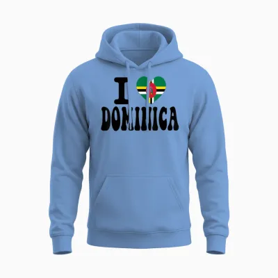 Souvenir De Voyage Rétro Avec Inscription « I Love Dominica » Unisex Hoodie - Carolina Blue