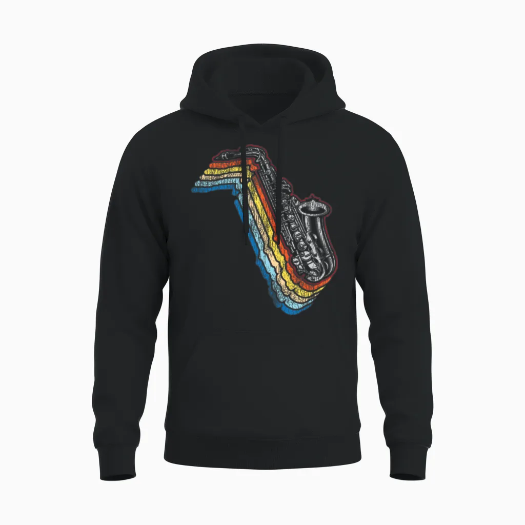 Saxophone Retro Vintage Unisex Hoodie - Black