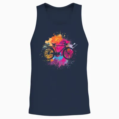 Vintage Bike with Splash Paint Unisex Tank Top - Navy