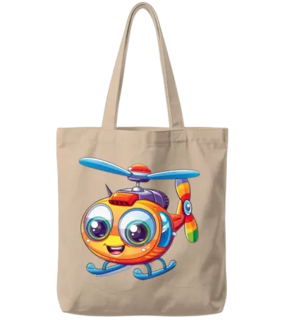 Funny Helicopter Tote Bags - Natural