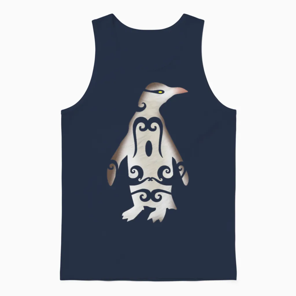 Maori Hoiho Yellow-Eyed Penguin Tribal Tattoo Gift Unisex Tank Top in Navy