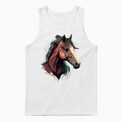 Horse Drawing Unisex Tank Top - White