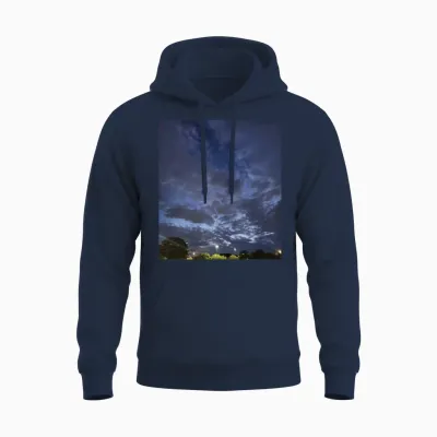 Moody Night Sky Over Suburban Lights Unisex Hoodie - Navy