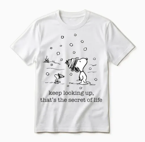 Peanuts - Snoopy and Woodstock Christmas Snowfall Unisex T-Shirt in White