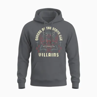 Offizielles Queens of the Stone Age Villains Album Rock Band Unisex Hoodie - Charcoal