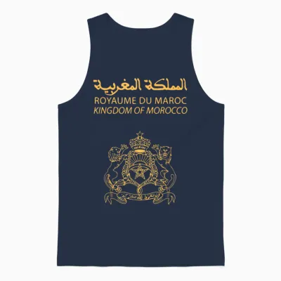 Morocco Passport Stamp Tee Logo Travel Amateur Clothing T-Shirt, Black, S Unisex Tank Top - Navy