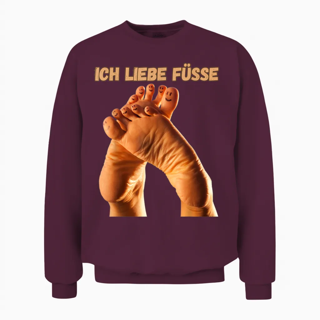 I Love Feet Cooles Design Für Fußliebhaber Oder Podologen Unisex Sweatshirt in Maroon