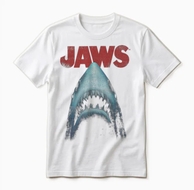 Jaws Classic Movie Poster Close-Up Unisex T-Shirt in White