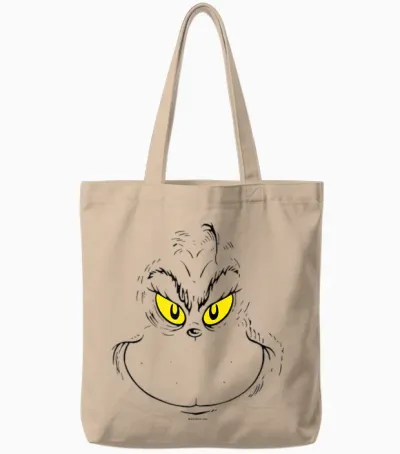 The Grinch Face Officially Licensed Tote Bags - Natural