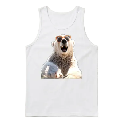Polar Bear Sunglasses Animal I Love Cute Bears Unisex Tank Top - White
