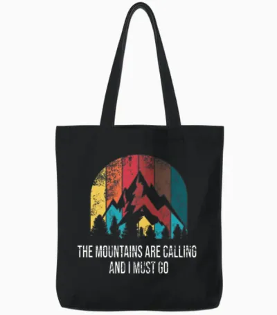 Retro Distressed Mountains Are Calling Tote Bags - Black