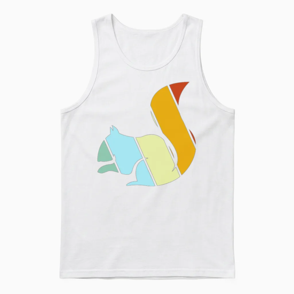 Squirrel Retro Unisex Tank Top in White