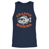 Crappie Momma Retro Fishing Unisex Tank Top - Navy – 2