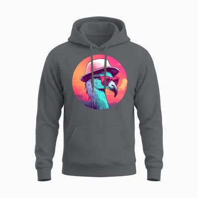 Style Flamingo Lovers Retro Unisex Hoodie - Charcoal