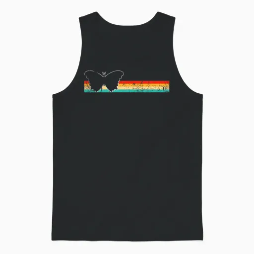Butterfly Retro Unisex Tank Top in Black