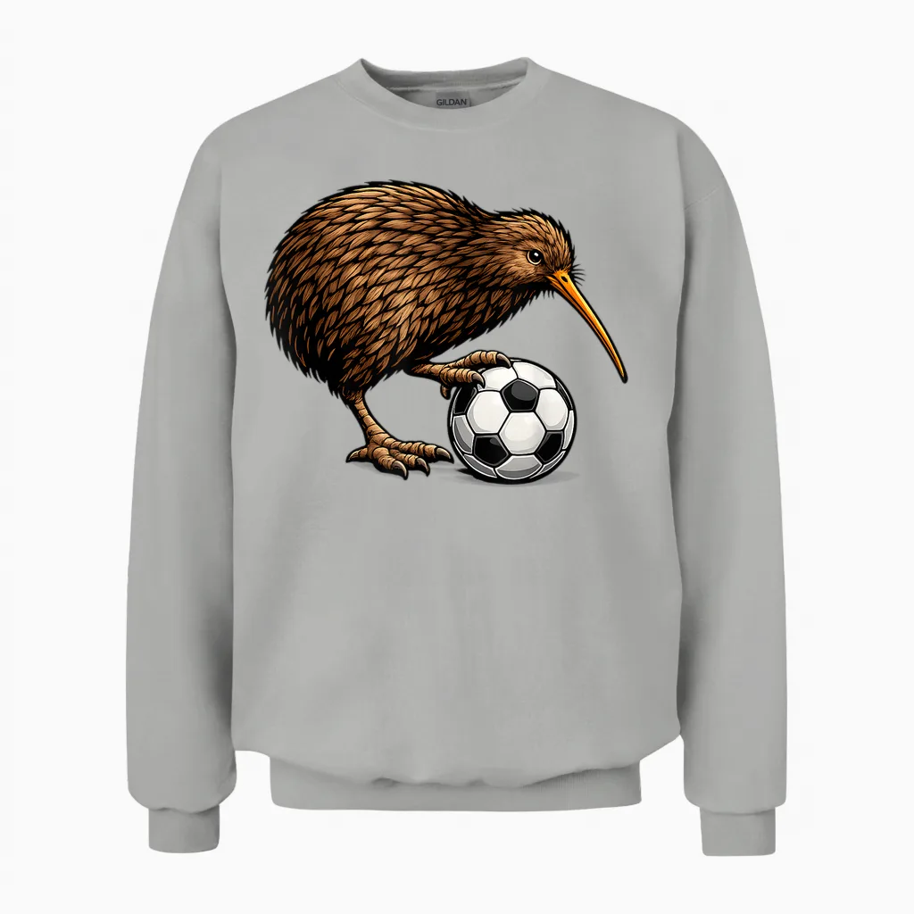 Lustiger Kiwi-Vogel Mit Fußball Neuseeland Fan Design Unisex Sweatshirt in Ash