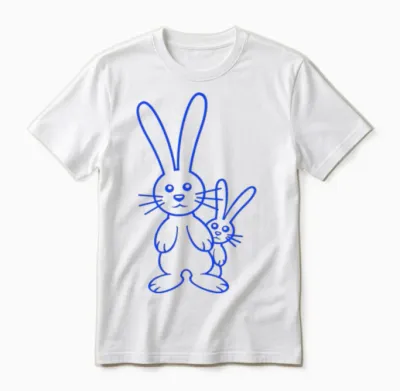 2 Rabbit Child Hides Father Two Toddler Mother Fun Unisex T-Shirt - White