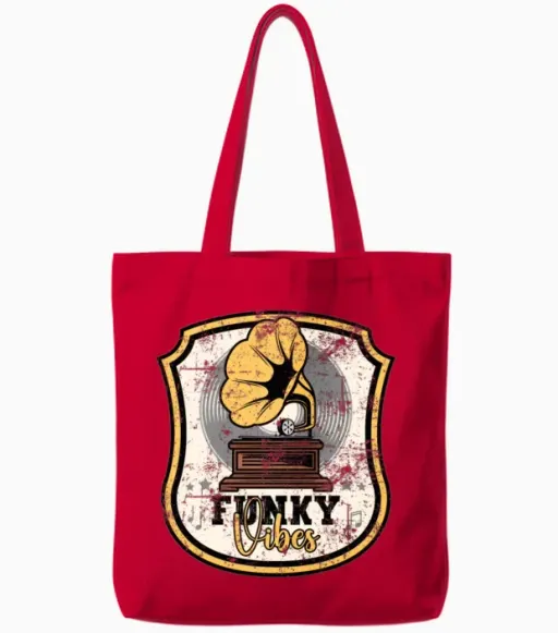 Funky Vibes Retro Tote Bags in Red