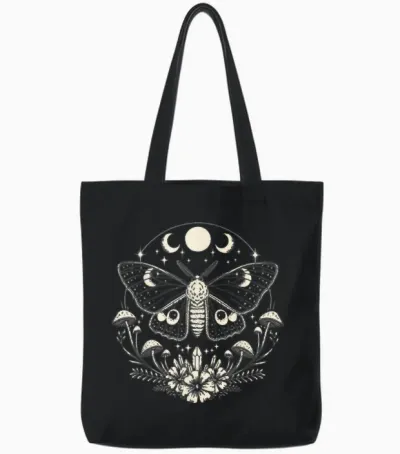 Butterfly Grunge Fairycore Therian Cute Mottenästhetik Y2k Tote Bags - Black
