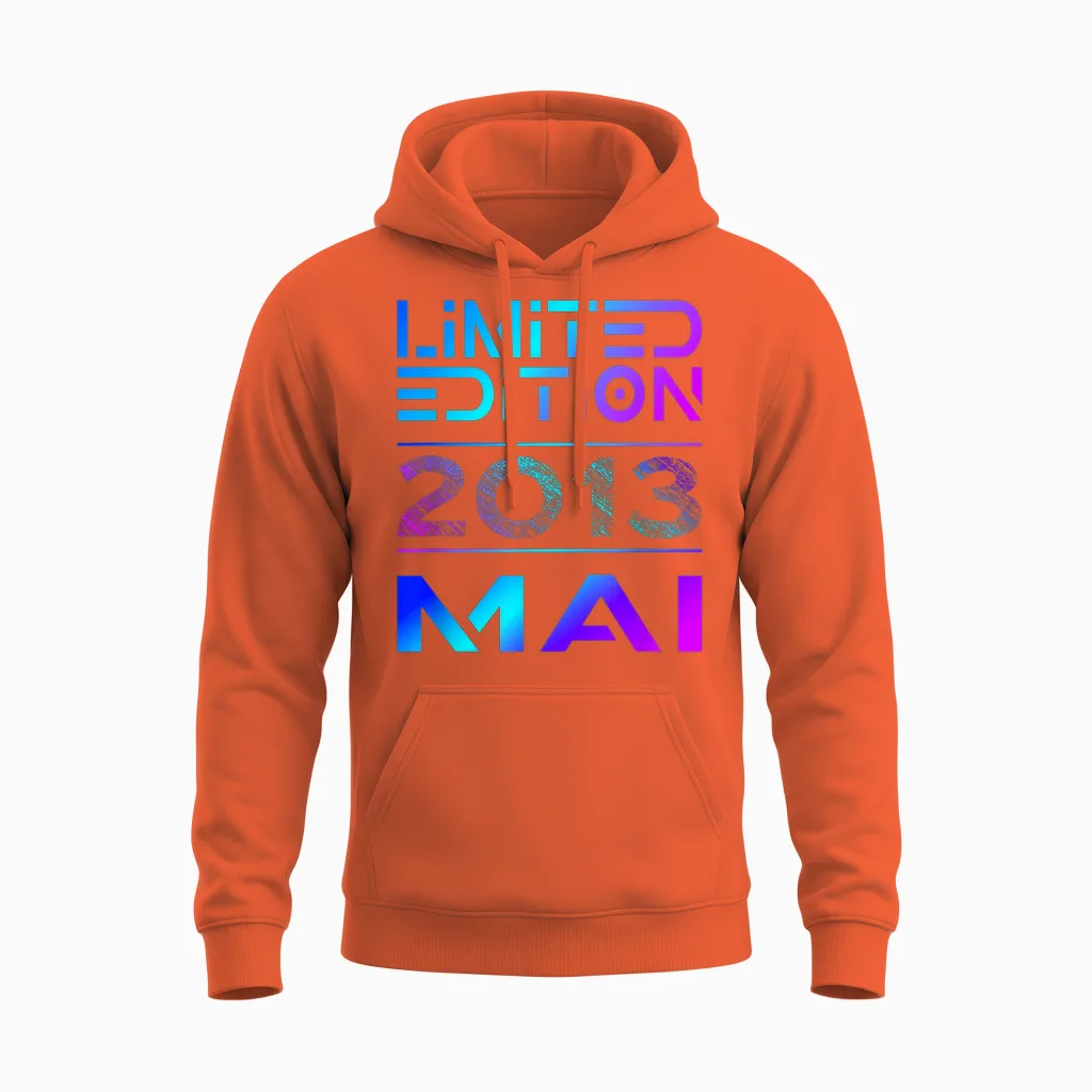 Limited Edition Mai 2013 Junge Mädchen 13. Geburtstag Unisex Hoodie in Orange