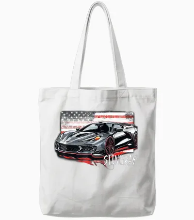 C8 American Muscle V8 Supercar Stingray Cool Vette Mechanic Tote Bags - White