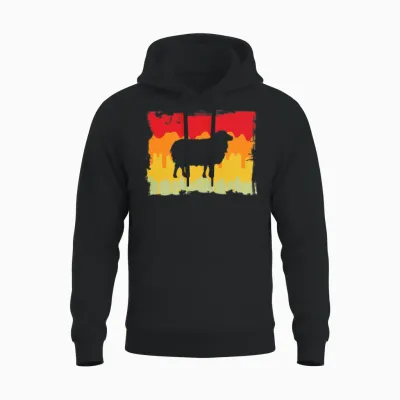 Sheep Retro Unisex Hoodie - Black