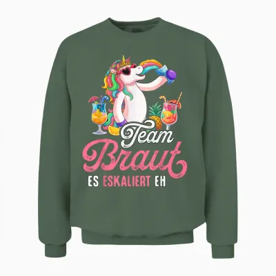 Jga T-Shirt Frauen Junggesellenabschied Poltern Team Braut Unisex Sweatshirt - Military Green