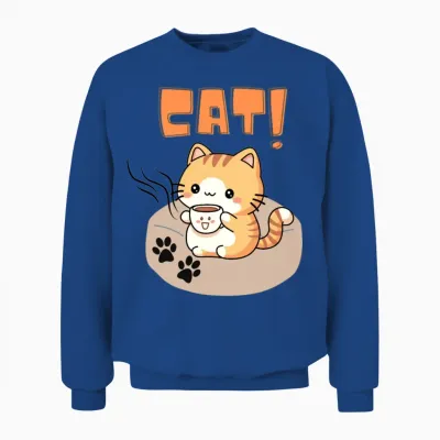 White & Orange Cute Cat Resting on Sofa Unisex Sweatshirt - Royal