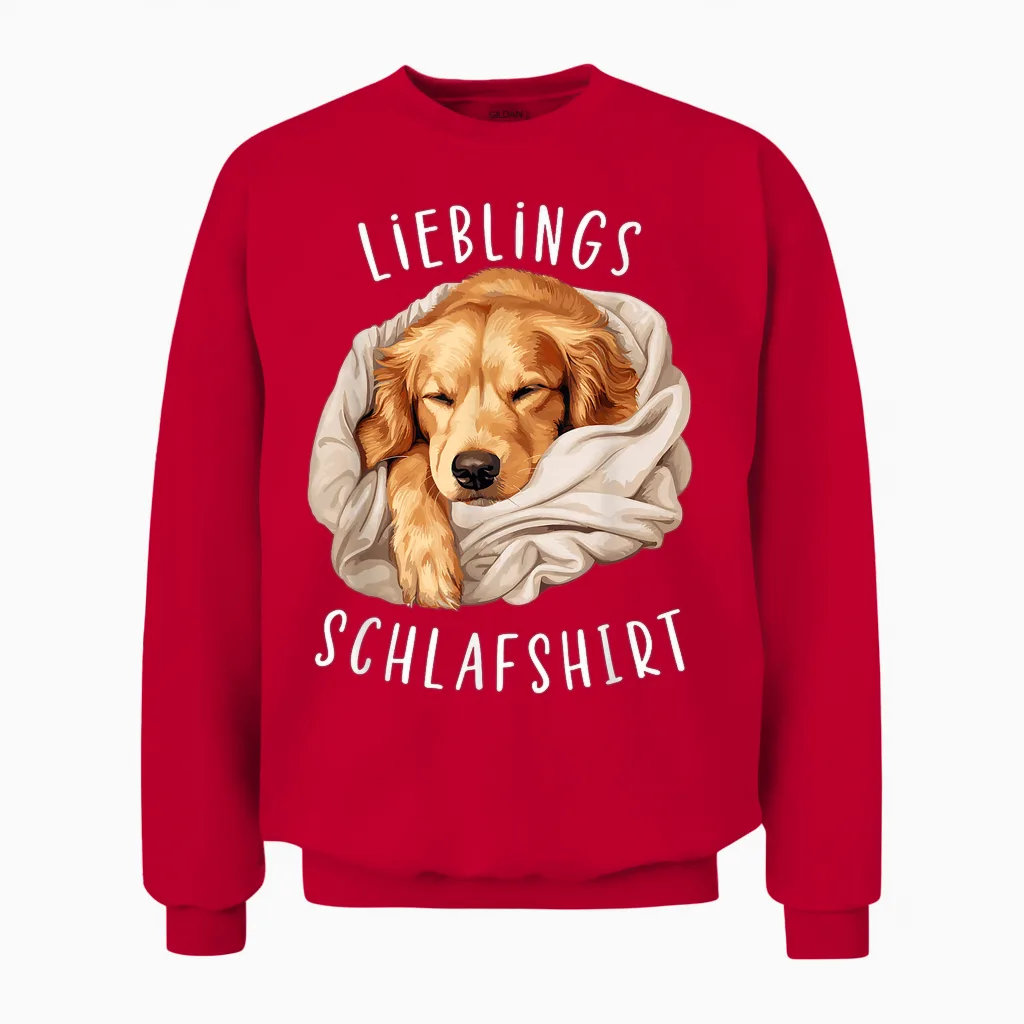 Dog Official Favourite Sleep Shirt Golden Retriever Unisex Sweatshirt in Red