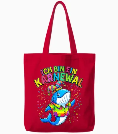 Fasching Ich Bin Ein Karneval 2026 Whale Costume Men's Funny Tote Bags - Red