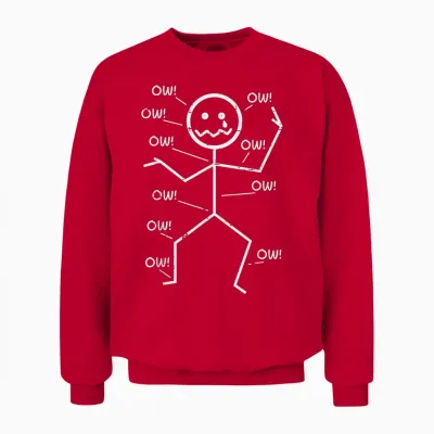 Crying Stickman Ow Ow Funny Pain Meme Humor Men Women Unisex Sweatshirt - Red