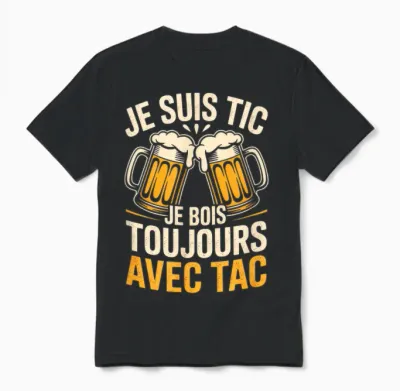I'm Tic I Drink Always with Tac Humour Beer Unisex T-Shirt - Black