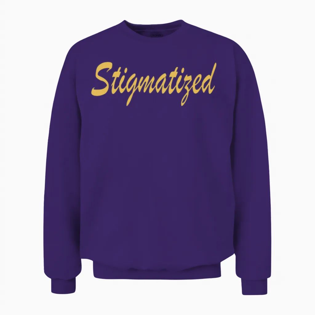 Stigmatized Typography Retro Yellow Unisex Sweatshirt - Purple