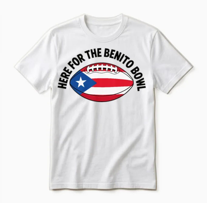 Here for the Benito,puerto Rico Flag Football Ball Unisex T-Shirt in White