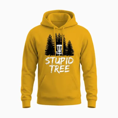 Stupid Tree Disc Golf T Shirt Funny Frisbee Golf Unisex Hoodie - Gold