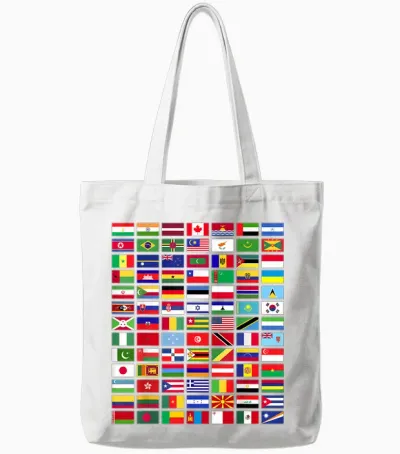 All Countries Flags of the World 287 Flag International Tote Bags - White