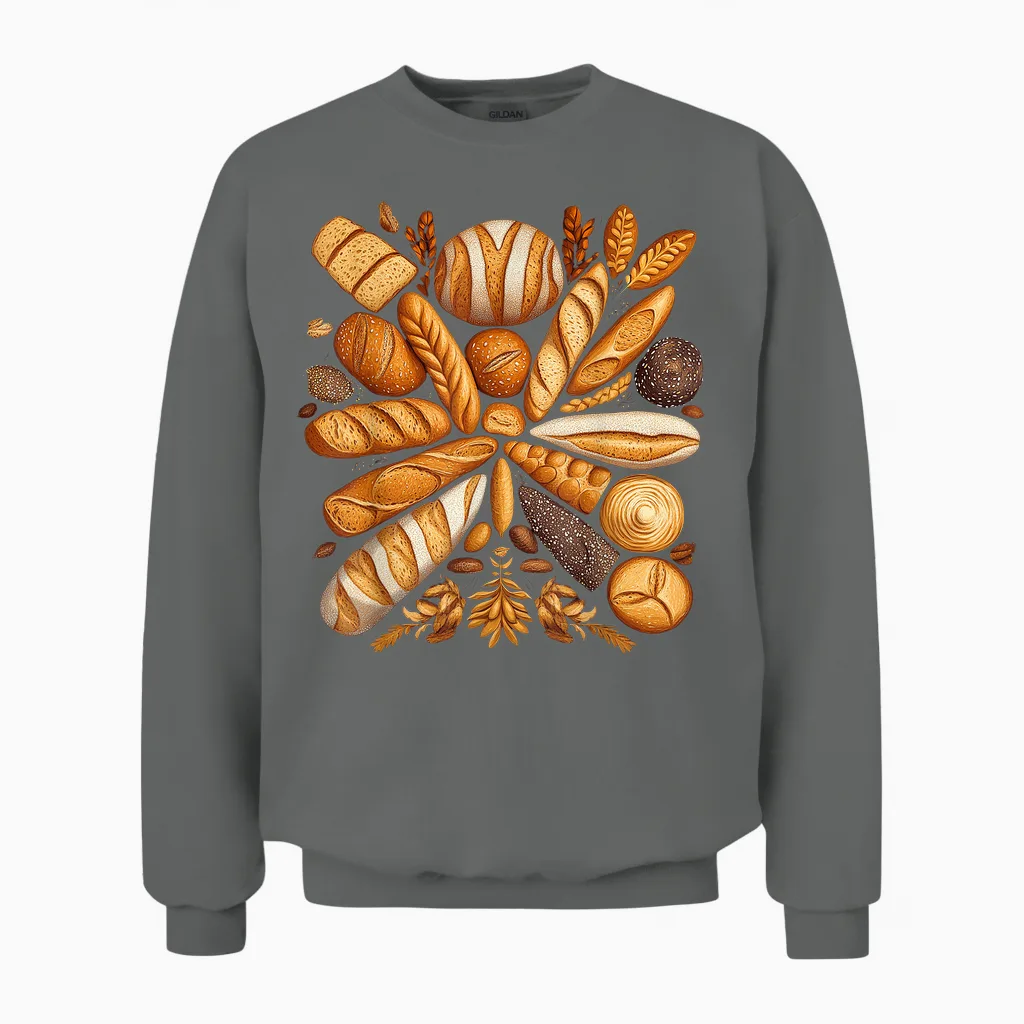 Artistic Arrangement of Bread Design Bakery Unisex Sweatshirt in Graphite Heather