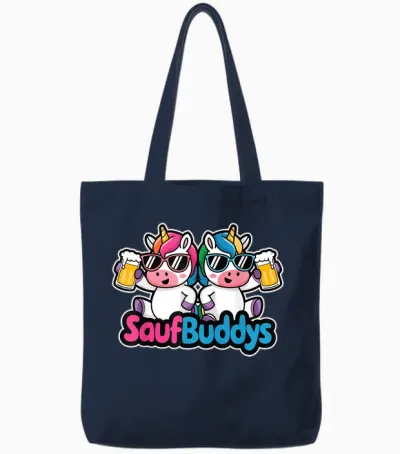 Saufbuddy Saufbuddys Saufen Bier Alkohol Party Einhorn Tote Bags - Navy